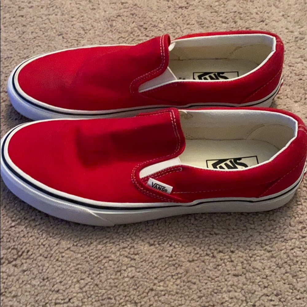 Red slip on vans